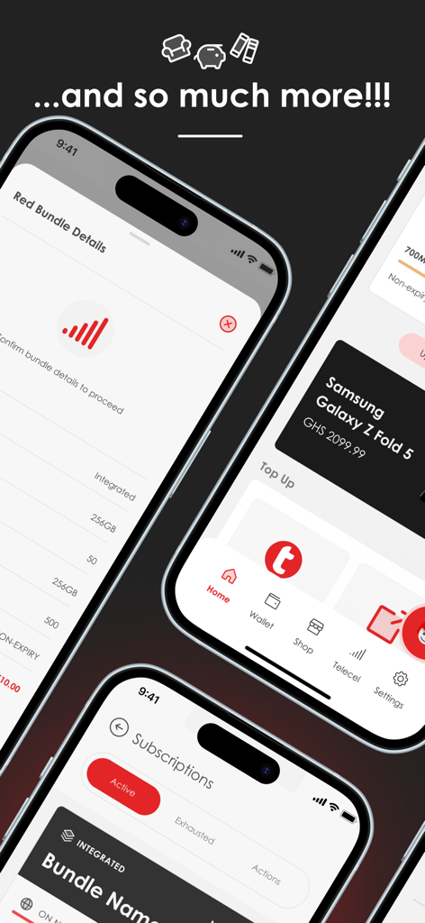 Telecel Play (Ghana) - Interface of the Telecel Play Ghana app showing data bundle details and top up options