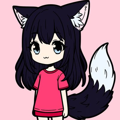 girl with wolf ears and wolf tail