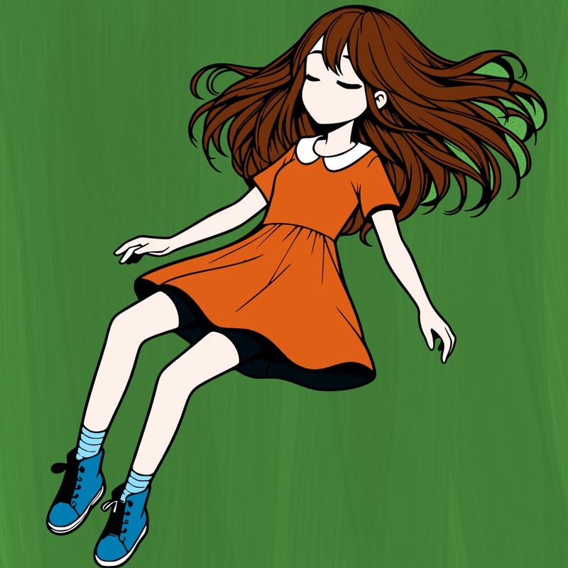 realistic girl floating