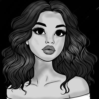 realistic girl with wavy hair and lips