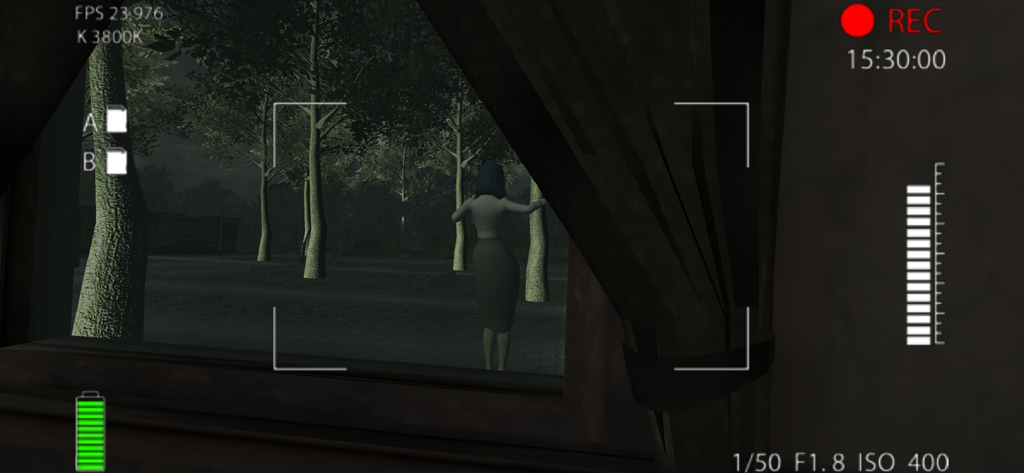Evil Lady Escape: Horror Game - Video camera recording of the Evil Lady in the woods at night
