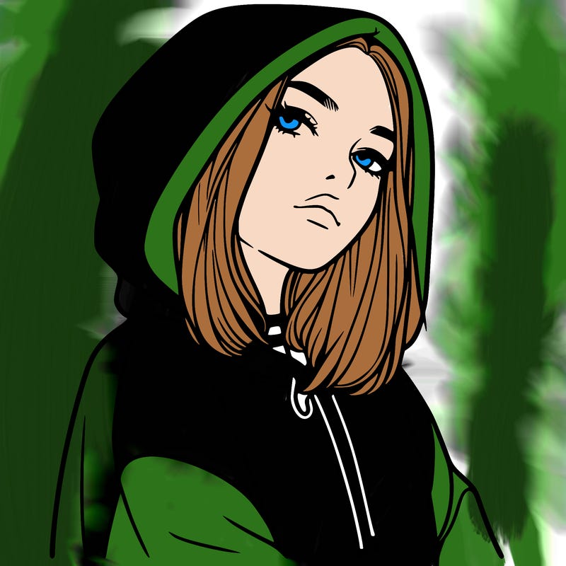 a realistic girl in a hoodie