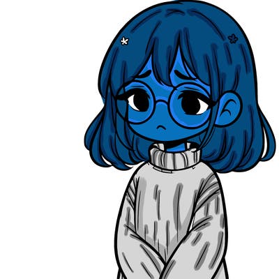 sad girl with glasses in a sweater