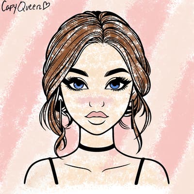 realistic girl with makeup on