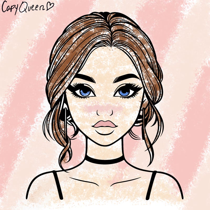 realistic girl with makeup on