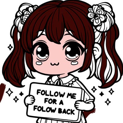 cute girl with a sign that says follow me for a follow back