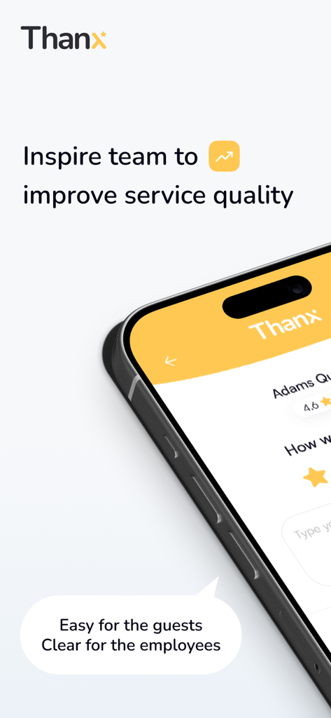 Thanx - Thanx app interface showing tools to inspire teams and improve service quality through feedback and ratings