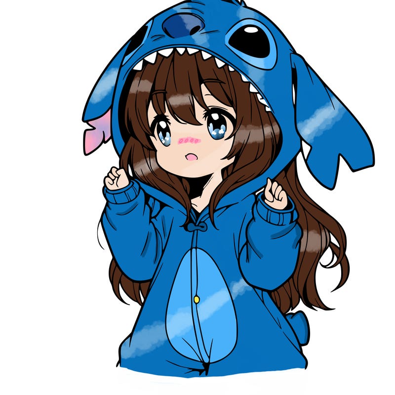 anime girl in a stitch onsie