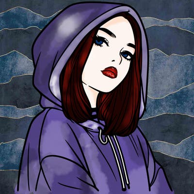 a realistic girl in a hoodie