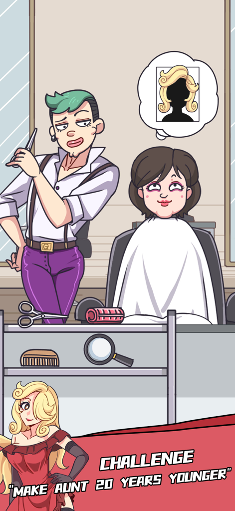 Hair salon makeover puzzle in Brain Baits app