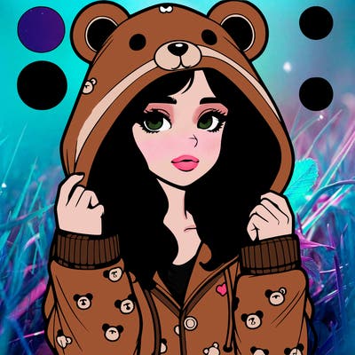 realistic girl in a animal pjs hoodie