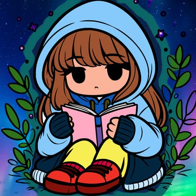 girl in oversized hoodie reading a book