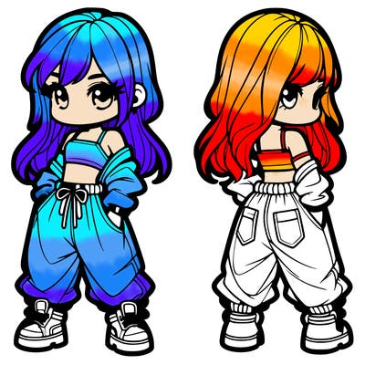 girl in crop top and baggy pants