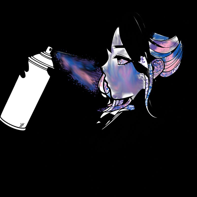 a realistic girl spray, painting
