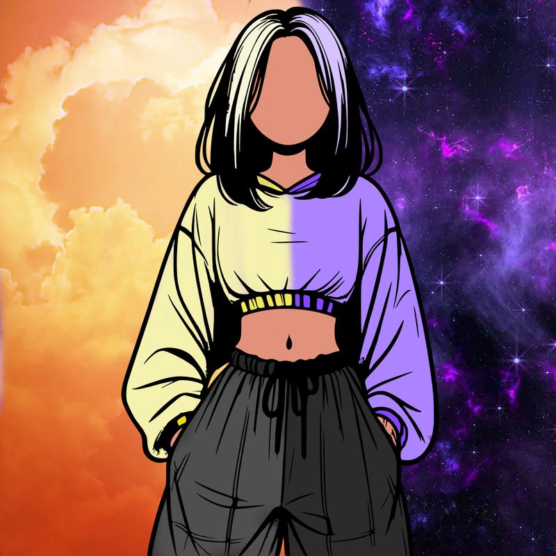 realistic girl faceless with baggy pants and a crop top