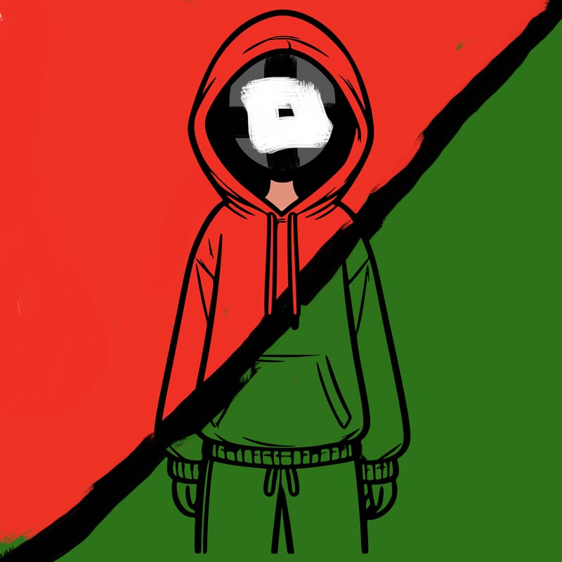 faceless girl in a tracksuit with a hood on and no hair