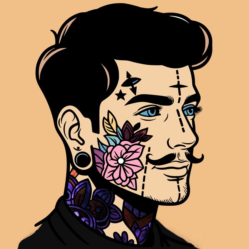 man with face tattoos