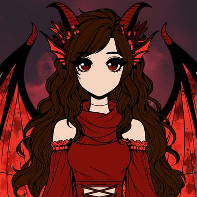 realistic girl with dragon wings horns and a tail