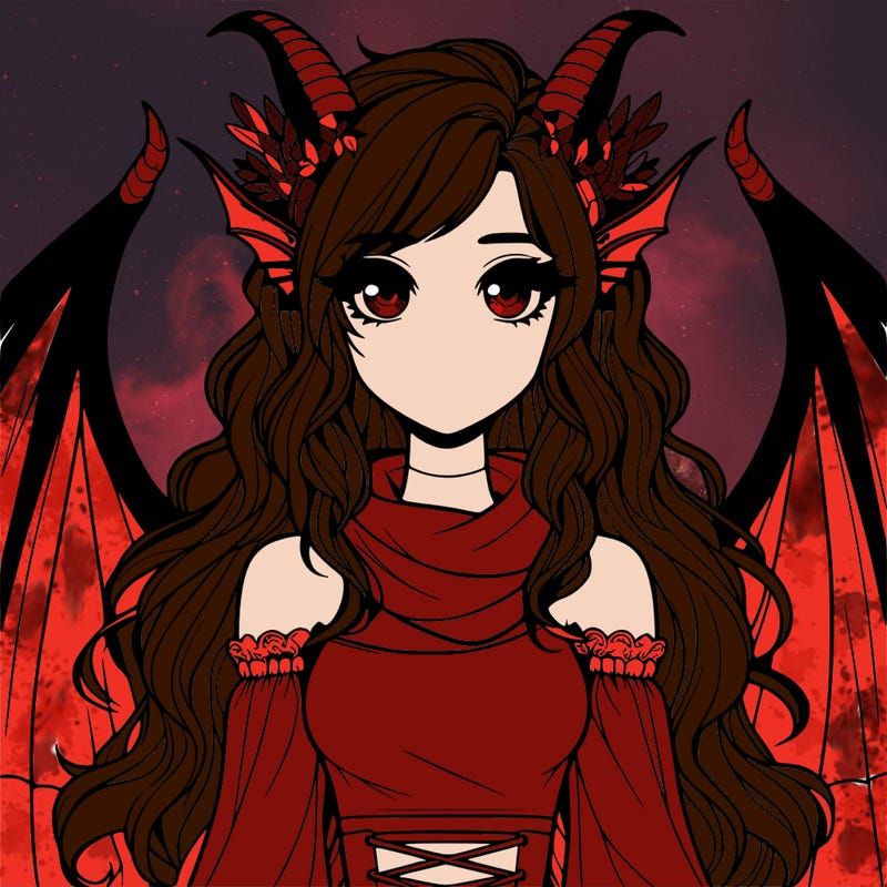 realistic girl with dragon wings horns and a tail