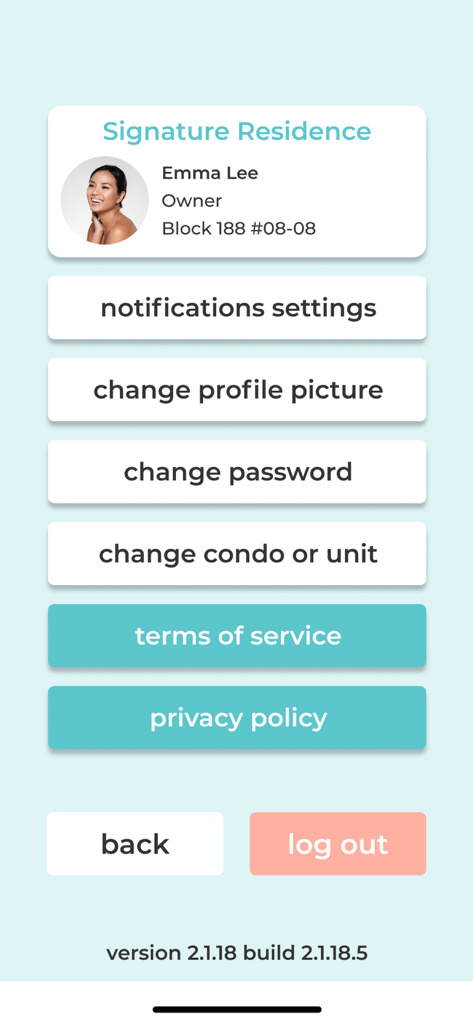 iCondo - マンション居住者向けのiCondoアプリのプロフィール設定画面