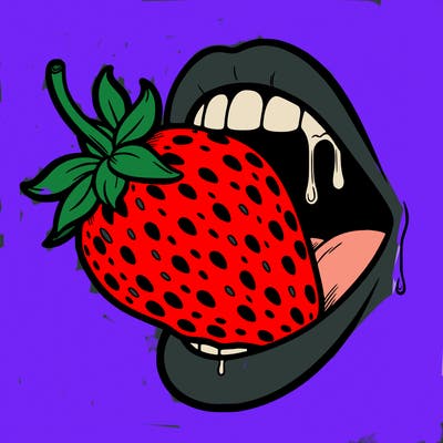 strawberry in mouth