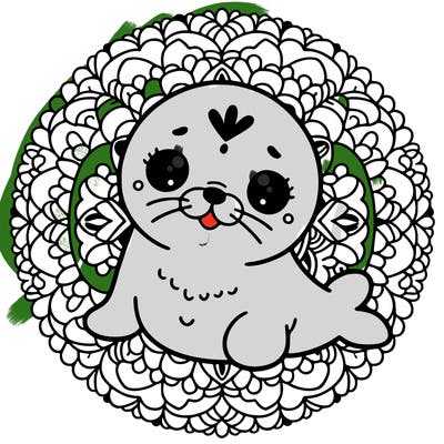 a cute baby seal mandala