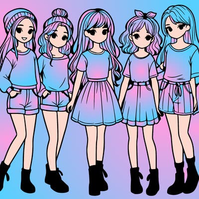 a group of five girls