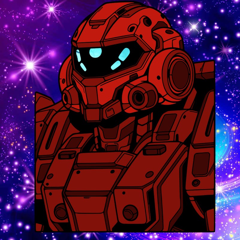 mecha with a futuristic helmet.