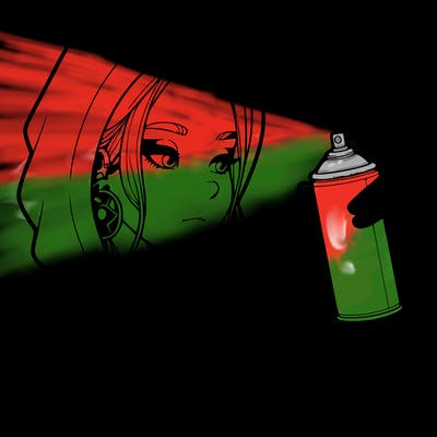 a realistic girl, spray painting