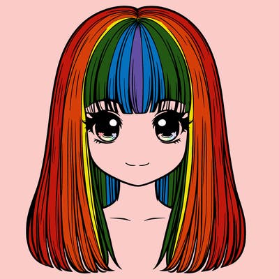 straight hair with bangs realistic