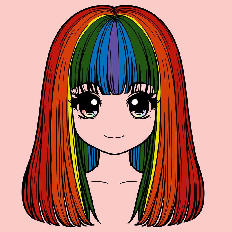 straight hair with bangs realistic