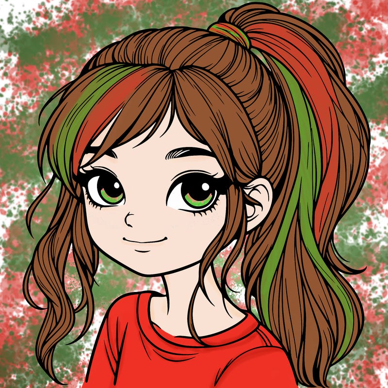 realistic girl with ponytail