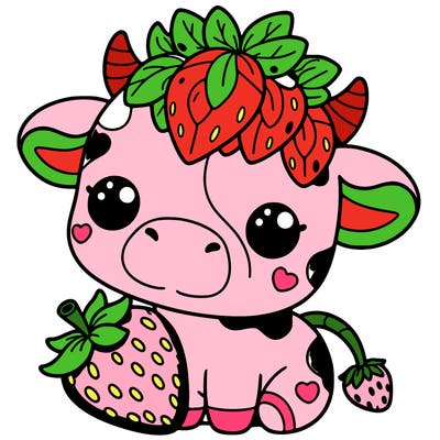 cute strawberry cow