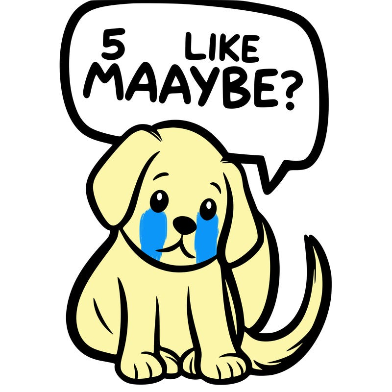 a puppy that says 5 like maybe
