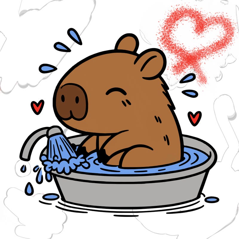 capybara taking a bath