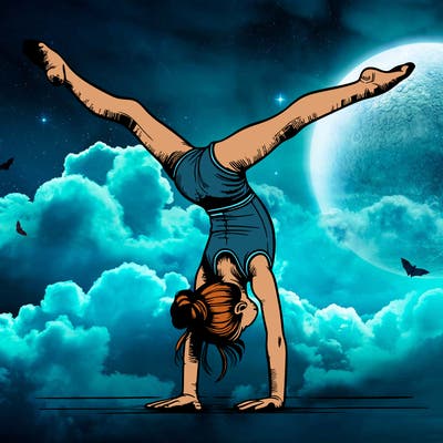 realistic gymnastic hand stand girl in four splits