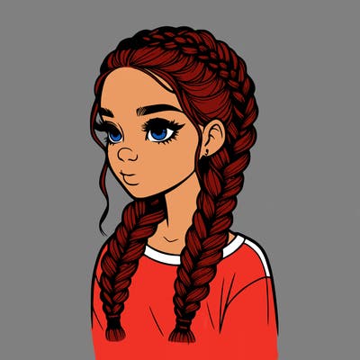 realistic girl with braids