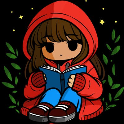 girl in oversized hoodie reading a book