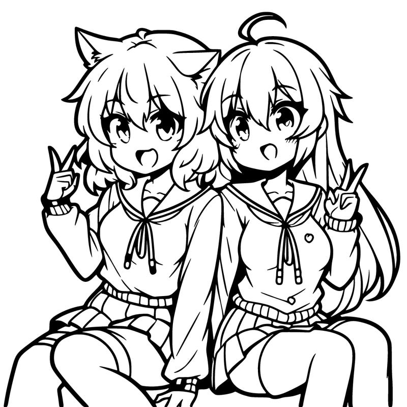 two anime girls hanging out