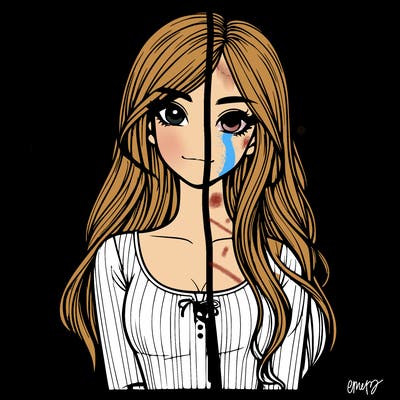 realistic girl with long hair