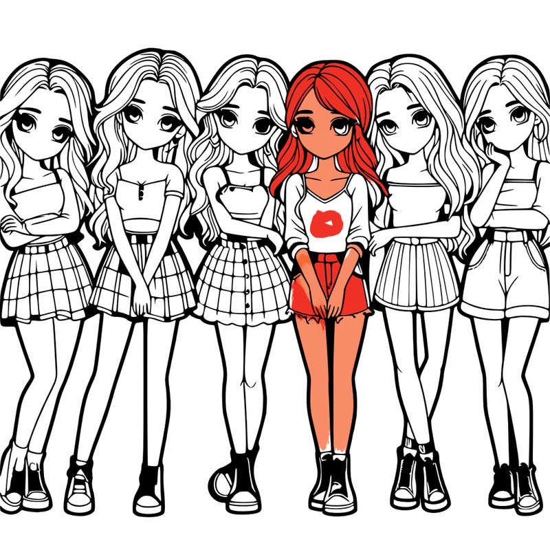 a group of girls realistic