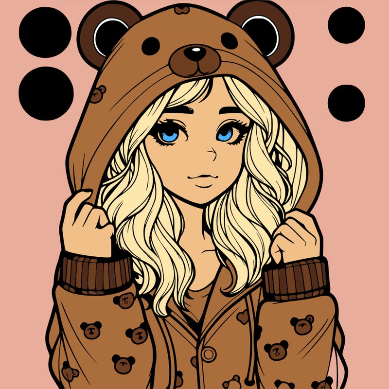 realistic girl in a animal pjs hoodie