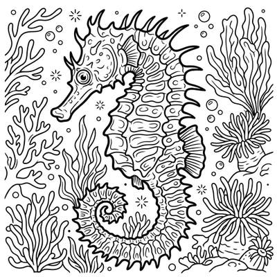 Unleash your creativity with this exquisite Spiny Seahorse coloring page, perfect for marine life enthusiasts. Explore its unique spiky features and the vibrant underwater world waiting for your personal touch.