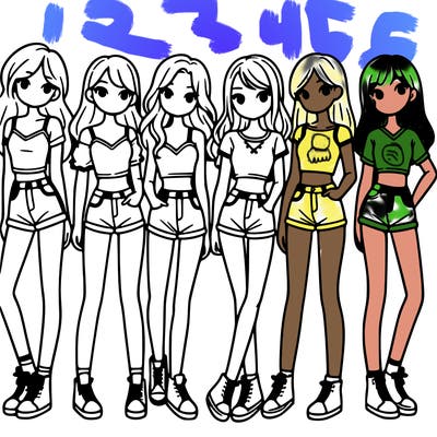 a group of girls wearing crop tops and shorts