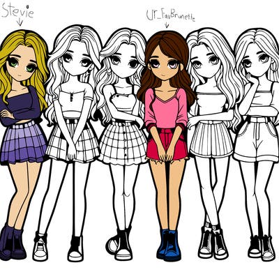 a group of girls realistic