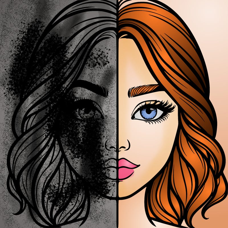 realistic girl split half