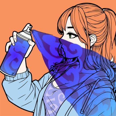 a realistic girl spray, painting