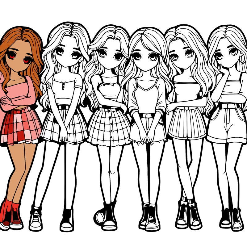 a group of girls realistic