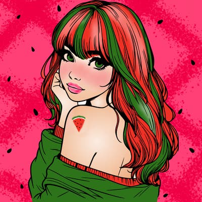 realistic girl with bangs looking over her shoulder