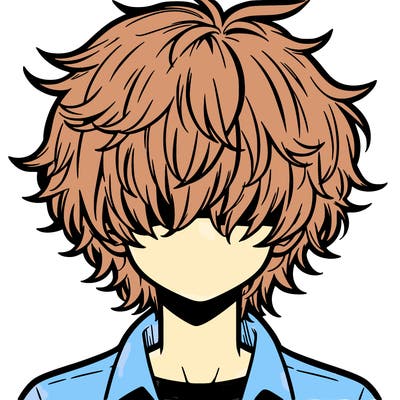 manga boy fluffy hair covering his eyes